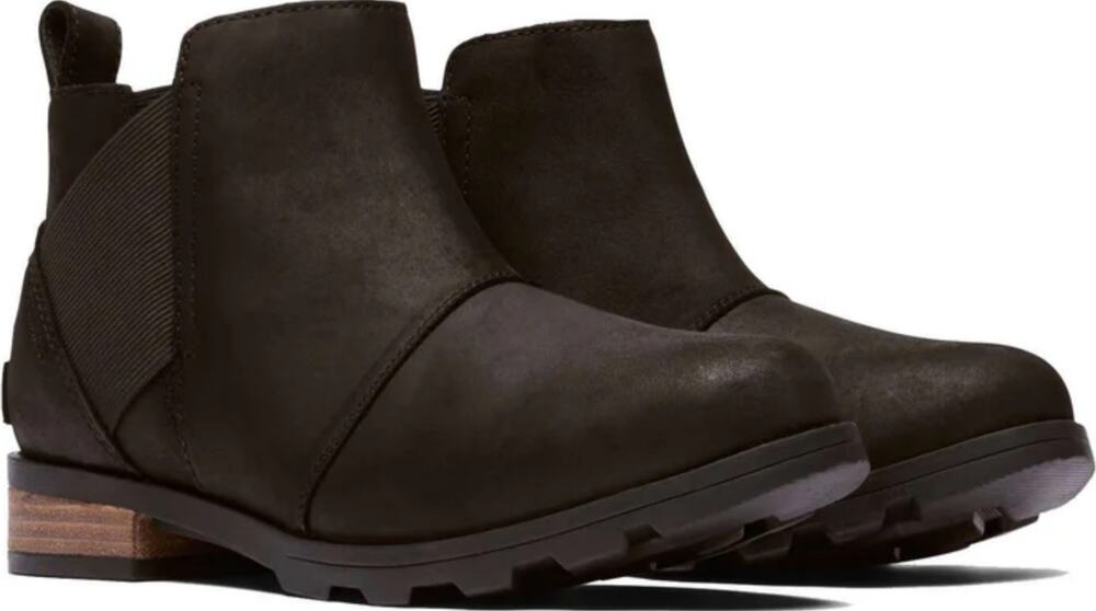 Sorel Emelie Chelsea Booties Waterproof Full-Grain Leather Slip On Black 6